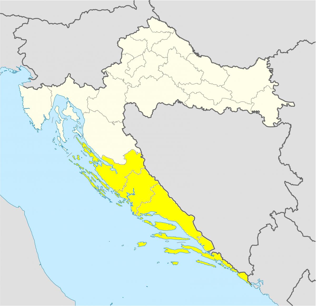 Carte du sud de la Croatie