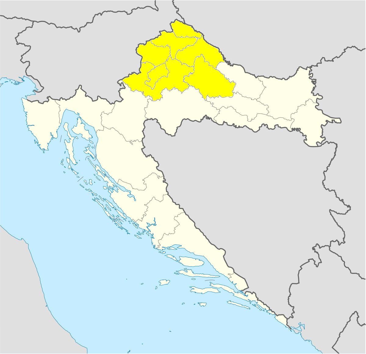 Carte du nord de la Croatie