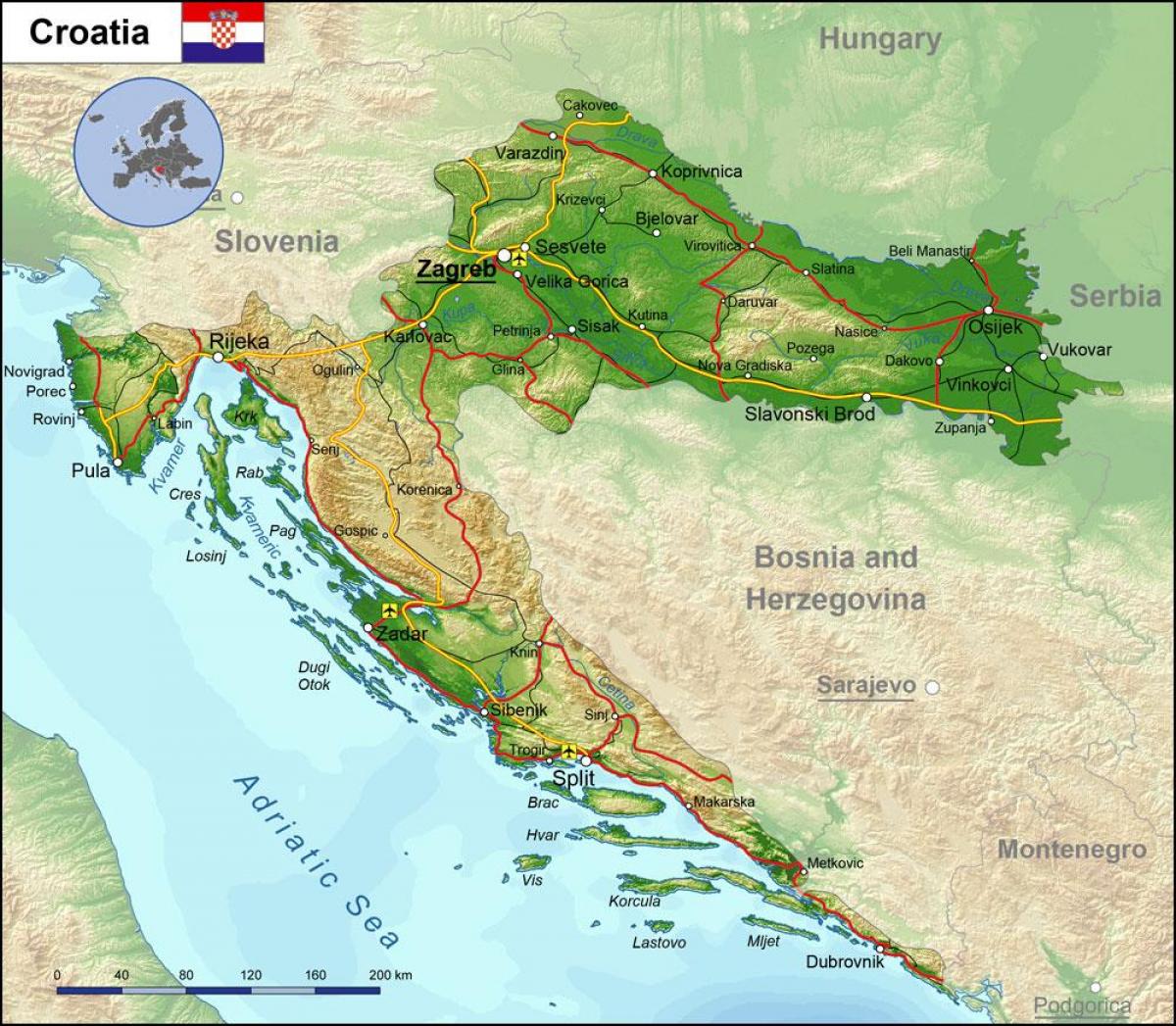 Montagnes de Croatie (carte)