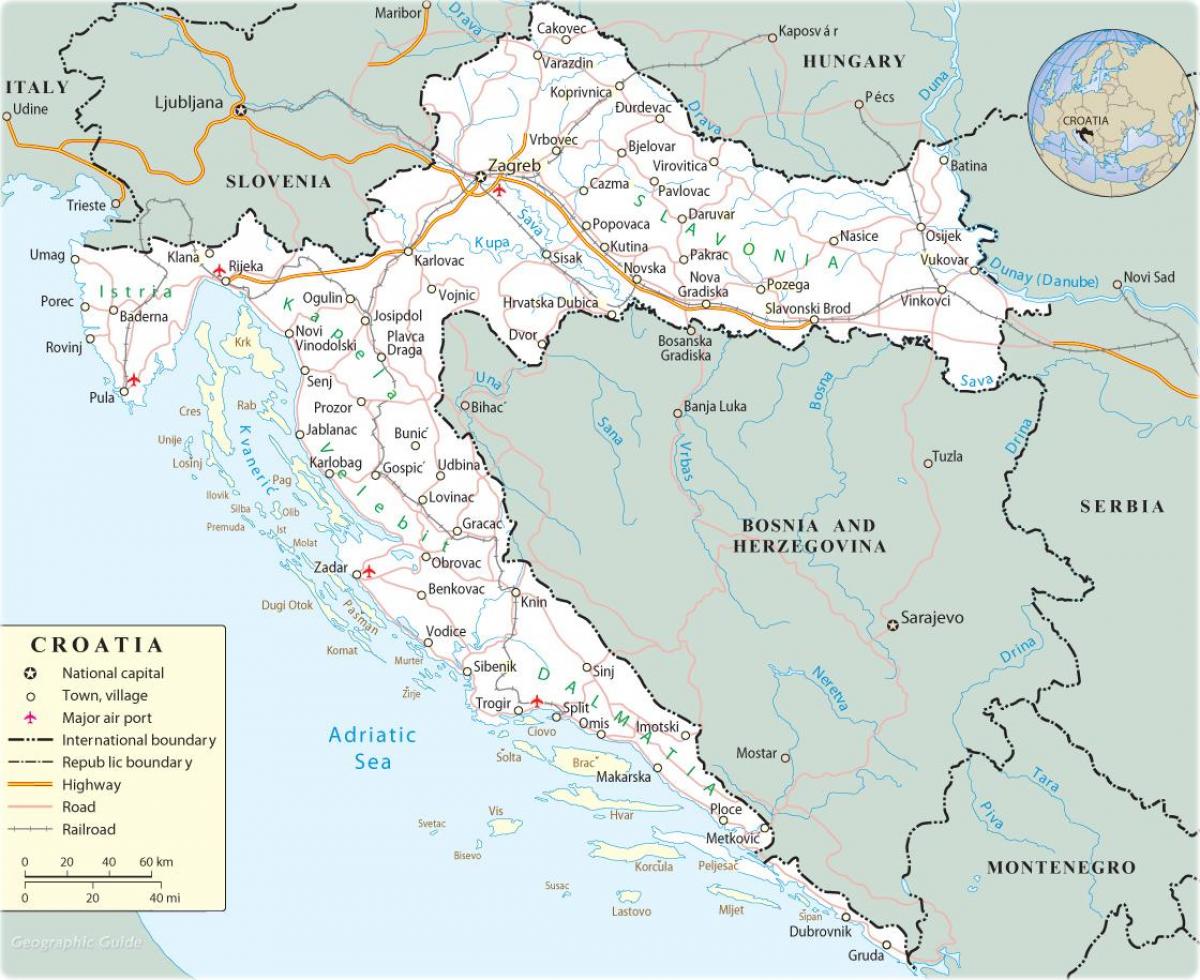 Carte du pays Croatie